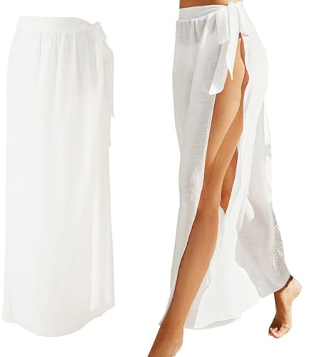 HTTDSLF Mujer Traje de Baño de Playa, Verano Pareos de Playa Chiffon Mujer, Vestido Falda de Playa de Verano, Bikini Cubierta Sarong, Chal de Gasa Vestido Envolvente para Playa Piscina Vacaciones