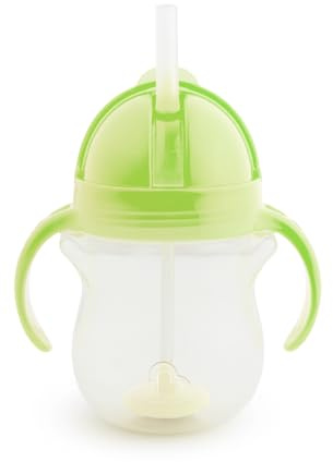 Munchkin Click Lock Tip & Sip Straw Cup | Baby Toddler Sippy Cups with Straw | BPA Free | Leakproof Cup | Dishwasher Safe | Baby Cup Weighted Straw | Baby Bottles -7oz/207ml | Green