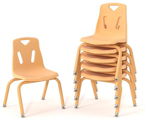 Jonti-Craft Berries 8118JC6251 Stacking Chairs with Powder-Coated Legs, 8 Height, Camel, Pack of 6
