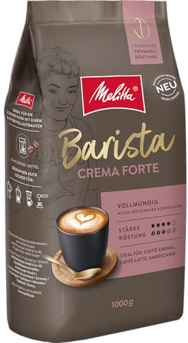 Melitta Barista Classic Crema Forte, Ganze Kaffee-Bohnen 1kg, ungemahlen, Kaffeebohnen für Kaffee-Vollautomat, kräftige Röstung, Stärke 4