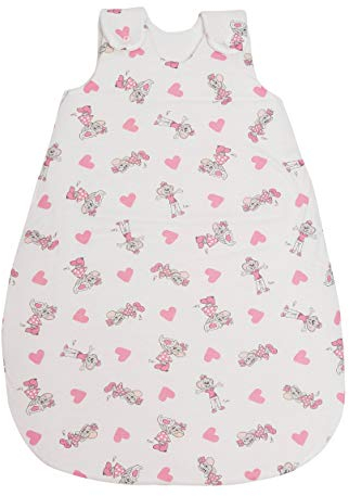 pic Bear Premium Babyschlafsack aus Jersey-Baumwolle – Atmungsaktiv, Mitwachsend und für Ganzjahres-Nutzung mit verstellbaren Größen 50/56 Edda Herzen rosa
