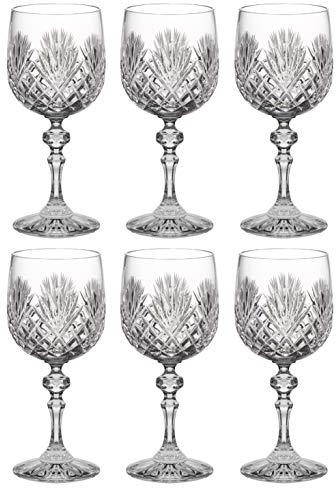 Barski Wine Goblet - Crystal - Glasses - Set of 6 - Red or White Wine - Beautifully Hand Cut - 11 oz. - European Quality Made in Europe