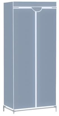 7H SEVEN HOUSE Armario Ropero de Tela con Cremallera Blanco/Gris 70x45x155cm 7house