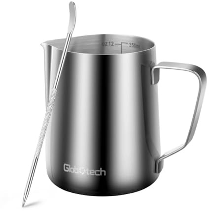 Milchaufschäumerkrug Latte Tasse – Edelstahl-Krug Latte Art Espressomaschine Zubehör Dampfkrug Cappuccino Kaffee Milchaufschäumer Tassen 350 ml