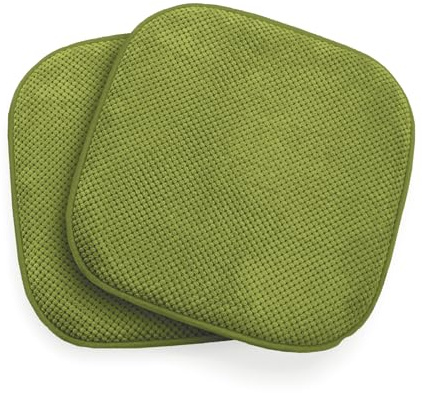 Coopers of Stortford - Pack of 2 Memory Foam Seat Cushions for Dining Chairs - Non Slip Chair Pads with Chenille Cover - 40 x 40cm