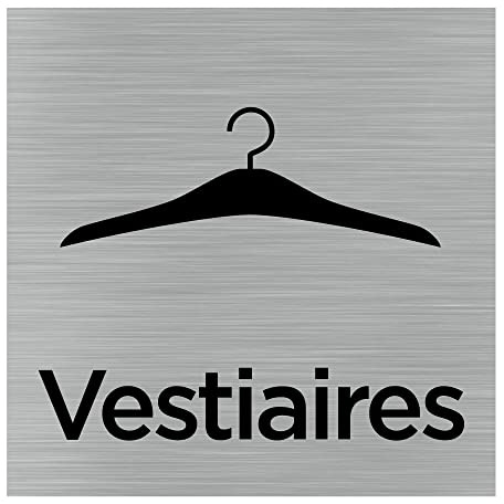 Signalétique.biz France - plaque de porte Vestiaires (Q1059) - 150 x 150 mm - Plaque aluminium brossé de 2 mm