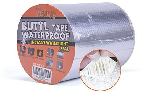 TAPEBEAR Ruban De Papier D'Aluminium Butyle, Ruban Butyle Super étanche, Bande D'étanchéIté Autocollante, Ruban De Réparation, Pour Fuite De Toit, Fissure De Tuyau, Façades, Trou, 6inch x16feet