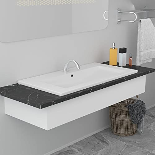 Lechnical Lavabo da Incasso 81x39,5x18,5 cm in Ceramica Bianco,Lavabo,Lavabo da Incasso,Lavabo da Bagno,Lavandino Bagno