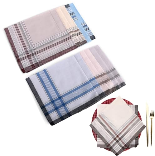 Gohytal Taschentücher Herren, 12 Stück Baumwolle Herrentaschentücher Stofftaschentuch Set, Traditionelle Männertaschentücher Handkerchief, Wiederverwendbar Herrentaschentücher, Taschentücher 38 x 38cm