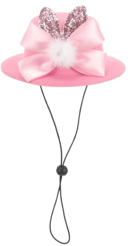 Beaupretty Easter Bonnet Pet Hat Cute Dog Sun Hat with Adjustable Strap Glitter Rabbit Ears Bowknot Dog Cat Fascinator Hat Tea Party Headwear for Puppy Kitten