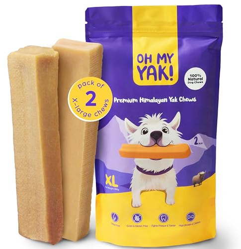Oh My Yak Premium Yak Chews for Dogs Large XL (Pack of 2) 280g, Long Lasting Natural Treat, Milk Dental sticks, Natural Chews, Long Lasting Yak Milk Dog Chew, Large Dog Chews