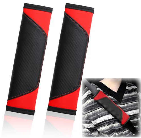 QGGTQG Gurtpolster 2 Stück Atmungsaktive Gurtschoner Auto Schulterpolster PU Leder Sicherheitsgurtbezug Universelle Atmungsaktive Gurtschoner Auto für Kinder und Erwachsene