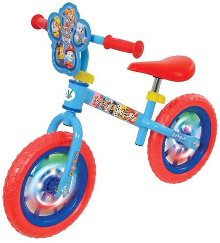 Paw Patrol Balance Bike | 12 Boys Girls Push Along Bicycle with Light Up Wheels | Officially Licensed | Adjustable Height for Toddler Toy | Age 2+
