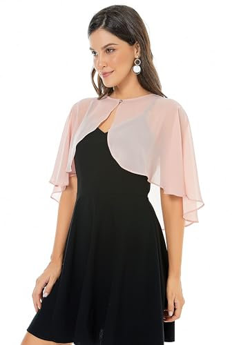 Ossadress Sanft Chiffon Schal Stola Bolero Wraps zum Abendkleid Hochzeit Kap Zudecken Jacke für Frauen Kleider Blush