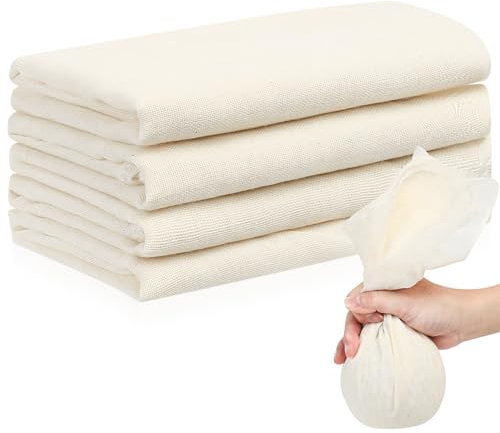 4 Pièces Etamine Alimentaire, 50x50cm Étamine Alimentaire, Toiles Filtrantes, Mousseline Étamine Tissu en Coton Non Blanchi Cheesecloth pour Filtrer Fromage, Toufu, Jus, Thé, Épices