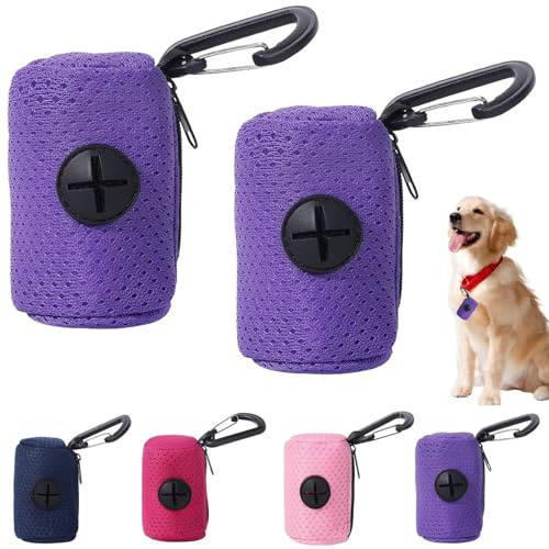 2 Pièces Distributeur De Sac À Crottes Pour Chien, Porte-sac À Crottes De Chien Pour Laisse, Distributeur Sac Déchet Chien En Tissus Portable Avec Mousqueton Pour Marche, Randonnée, Camping, Voyage