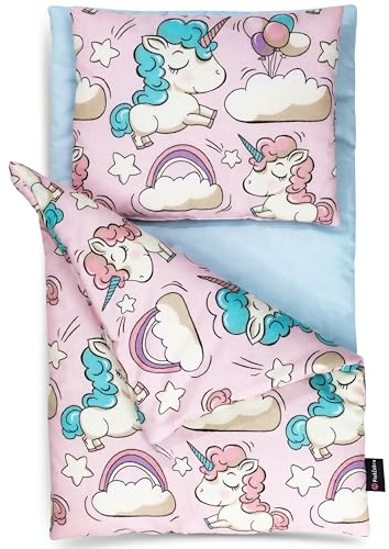 PinkZebra Parure de lit 3 pièces pour grandes poupées jusqu'à 48 cm, couverture + oreiller + matelas
