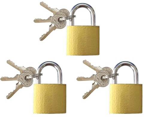LifgWas 3PCS Cadenas à Crochet 32 mm avec Clés - Cadenas de Casier College, Valises, Armoires, Casiers de Gym, Vestiaires et Boîtes à Outils, Doré