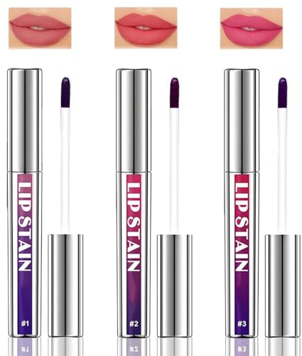 3PCS Matte Peel Off Lip Stain Set, Highly Pigmented Long Lasting Lip Tint, Non-Stick Liquid Lipstick and Liner for Vibrant Color, Waterproof, Smudge-Proof