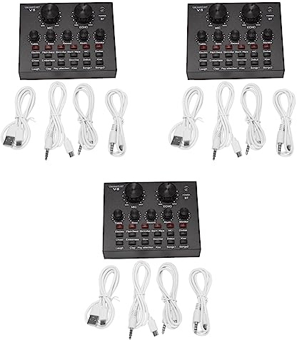 Tacdas 3X V8 Tarjeta de Sonido Conjunto de Audio Interfaz USB Externo Micrófono en Tarjeta de Sonido Función Bluetooth para Computadora Pc Teléfono Móvil Cantar Grabación