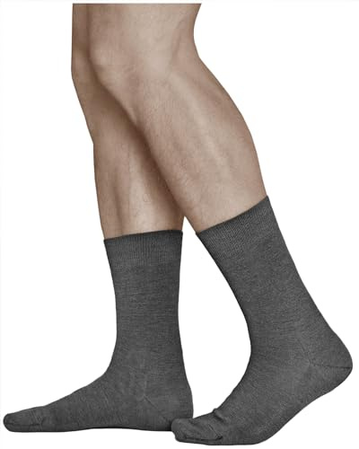 vitsocks Calcetines Hombre Invierno 80% LANA MERINO Finos (3 PARES) Vestir Ejecutivos Media Caña Calientes para Frío, gris, 39-41