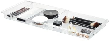 iDesign Expandable Vanity Drawer Organizer, The Clarity Collection – 11.25” to 18.5”, Clear