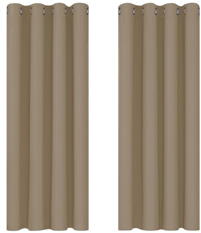 Deconovo Curtains Blackout Thermal Insulated Eyelet Blackout Curtains for Living Room 46 x 54 Inch Drop Tan Brown 1 Pair