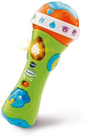 VTech Sing Along Microphone for Kids, Toddler Toy Microphone with Amplified Voice Effect and Animal Sounds, Educational Toys for Boys and Girls 1, 2, 3+ Year Olds, 78763, English Version