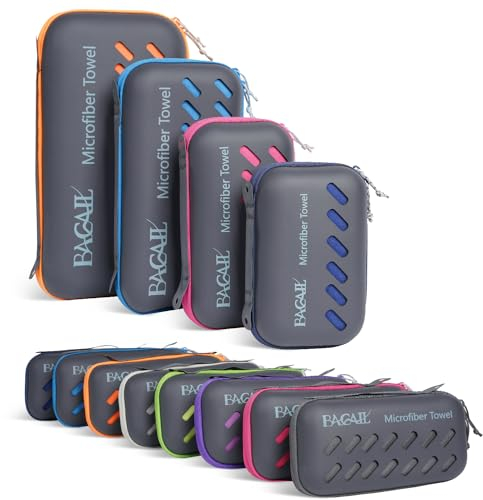 BAGAIL Mikrofaser Handtuch - Kompakt, Ultra Leicht, Schnelltrocknend - Microfaser Handtücher mit Atmungsaktive Eva Box - Perfekte Sporthandtuch, Strandhandtuch, Reisehandtuch und Badehandtücher