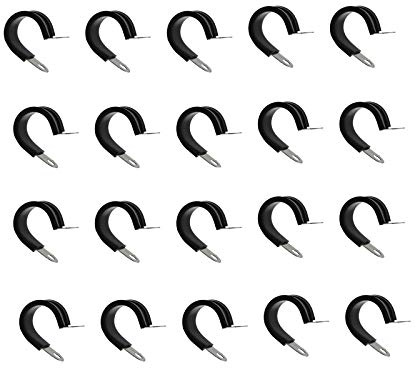 304 Edelstahl R-Type Kabel Gummi gepolsterte isolierte Klemme Schlauchschelle Rohrschelle Drahtschnur Leitungsclip Durchmesser 32 mm 20 Stück