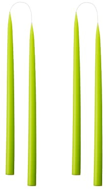 Kunstindustrien® Tapered Candles, Made in Denmark, 42 Colours Available, Dripless & Smokeless Dinner Candles, Solid Candles Long Burning 15 Hours, Unscented Candle Gift Set, 4pcs. 2.2 x 35cm (Lime)