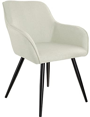 tectake 800847 Sedia da Pranzo, Imbottita con Rivestimento in Lino, Poltrona con Forma Ergonomica, Angoli Arrotondati, Cappucci in Plastica
