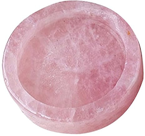 OHPHCALL Crystal Stone Candle Holder Tealight Stand Natural Pink Quartz Round Desktop Decorative Candlestick for Home Décor and Meditation