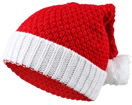 TAGVO Weihnachtsmütze, Nikolausmütze für Unisex Stricken Weihnachtsmann Mütze Erwachsene Kinder Bequemer Weihnachtsmützen für Weihnachten Neujahr und Partybedarf