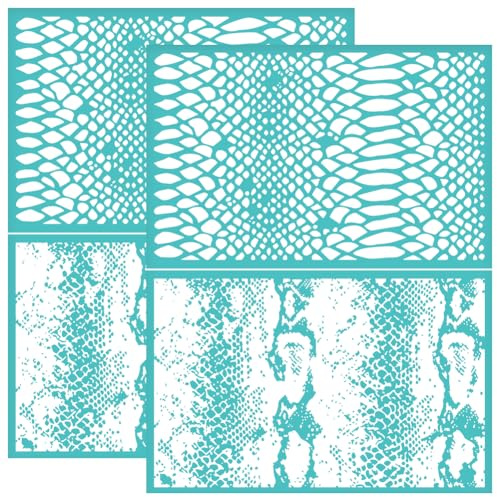 OLYCRAFT Confezione da 2 stencil autoadesivi, motivo pelle di serpente, 22 x 28 cm, stencil per serigrafia a tema pelle di serpente, stencil riutilizzabili per fai da te