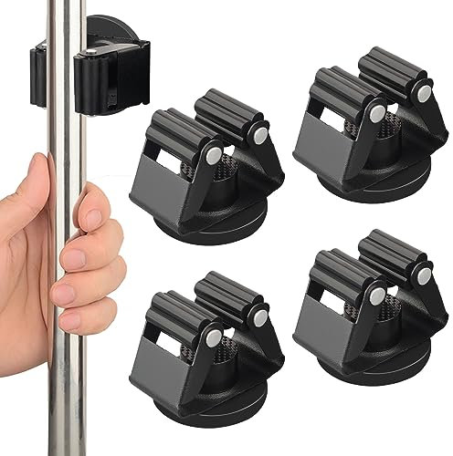 MUTUACTOR Magnetic Broom Holder,4PCS Anti-Slip Magnetic Mount Storage Broom Holders with Rubber Grippers,Heavy Duty Magnetic Tool Holder for Work Garage Laundry Kitchen RV Van Accessories