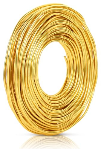 20m x 3mm Basteldraht Gold, Draht zum Basteln Schmuckdraht Aluminiumdraht Bindedraht Modellierdraht Draht Rostfrei für Schmuckherstellung Bastelarbeiten