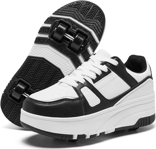 ANEFUN Rullskor för barn, skor med hjul för flickor och pojkar, moderiktiga sneakers med avtagbara hjul