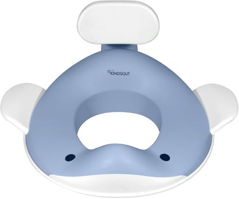 Kindsgut Riduttore WC, water e sedile toilette bambini, grigio-azzurro | Riduttore WC per spannolinamento, design balena, antiscivolo, con paraspruzzi, per toilette standard, portata 50 kg