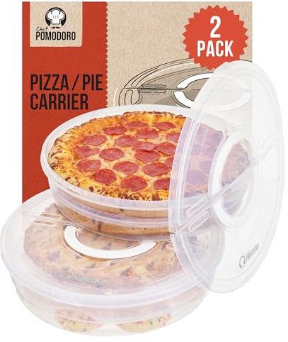 Chef Pomodoro Lot de 2 boîtes à tarte de 30,5 cm avec couvercle et séparateur, réutilisables pour pizza, porte-tarte extensible avec poignée, récipient à pizza pour gâteaux, pâtisseries et plus encore