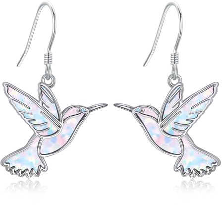 DAYLINLOVE kolibris örhängen silver 925 fågel örhängen hängande söt kolibris smycke gåva för kvinnor flickor mor dotter djur, Extra breit, Sterlingsilver, Ingen ädelsten