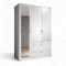 Stella Trading VESALA Kleiderschrank mit Spiegeltür in Weiß - Vielseitiger Drehtürenschrank 3-türig für Ihr Schlafzimmer - 135 x 195 x 56 cm (B/H/T)