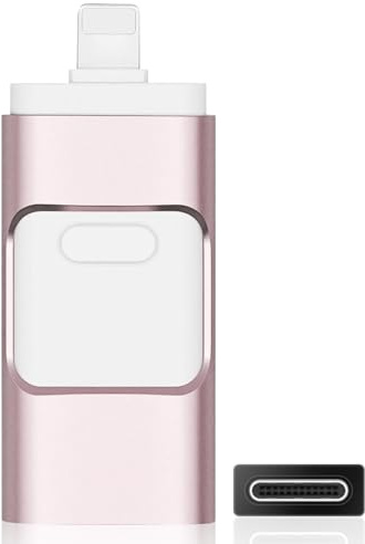 USB Stick 512GB for iPhone, MFi Certified 4-in-1 Memory Stick for Android/PC, Flash Drive with Plug and Play Backup for Photos, Fast Transmission, Blue