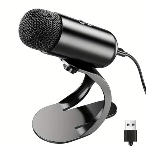 Cuifati USB -mikrofon, 360 ° Omnidirectional Pickup USB Computer Microphone med Smart Chip och Inbyggt Ljudkort, för Sång, Podcasting, Röstvideoinspelning