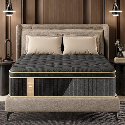 12 Inch Hybrid Mattress Queen Size, Medium Firm Queen Mattress in a Box with Gel Memory Foam & Pocket Coils, Motion Isolation, Breathable Cooling Cover, Back Pain Relief & Edge Support, Euro Top