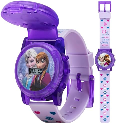 Accutime Disney Frozen Kids Musical Watch - Flashing Lights and 'Let It Go' Song - Perfect for Girls Featuring Elsa & Anna - Digital Time Display