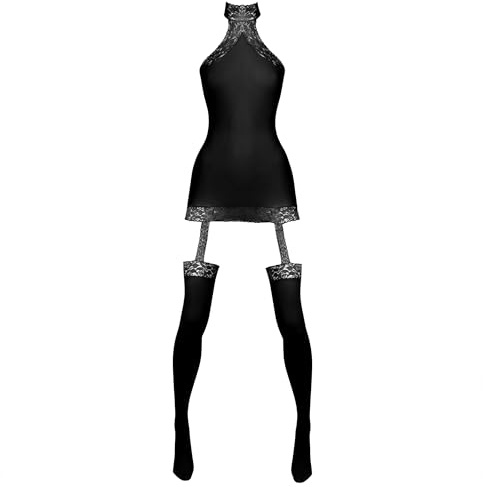 Lovehoney Lingerie Women's Black Dangerous Curves Sheer Bodystocking - All In One - Suspenders and Stockings - One Size: 8-16