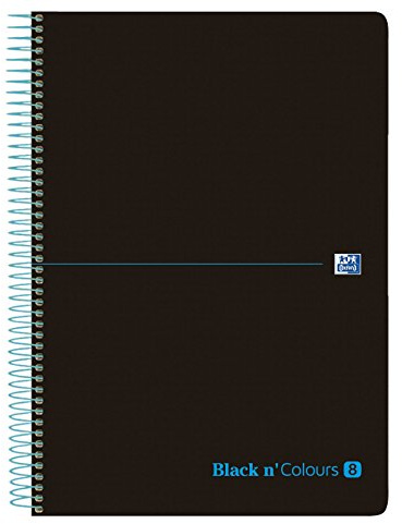 Packung mit 5 Europeanbook-8 Spiralbindung, Kunststoffdeckel A4+, kariert 5x5, blau