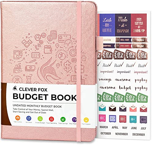 Clever Fox Livre de Budget – Planificateur Financier, Organiseur et Carnet de Suivi des Dépenses. Livre de Comptes Budget Mensuel Ménage et Finances Personnelles. Format Compact – Or Rose
