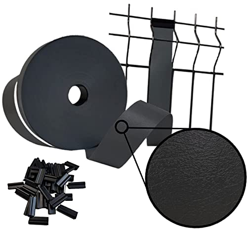 Sorton Kit Lamelle Occultante PVC Rouleau Bande Occultant Brise Vue Grillage Rigide Occultant Cache Cloture en Panneau Rigide pour Jardin 46MM x 70M+100CLIPS (Anthracite - RAL7016)